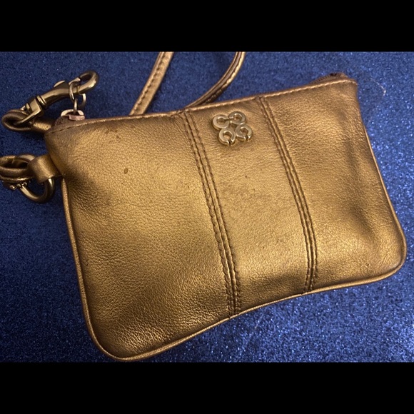 LEATHER COACH LMTD POPPY Wristlet GORG RARE 💚ED - Picture 1 of 7